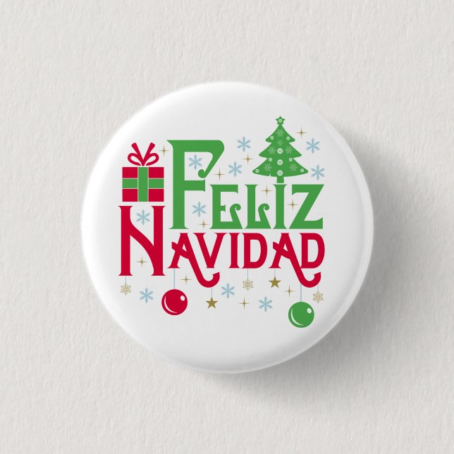Badge Rond 2,50 Cm Feliz Navidad Joyeux Noël Joyeux Yule (Devant)