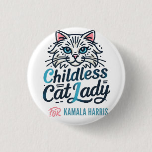 Badge Rond 2,50 Cm Femme de chat sans enfant pour Kamala Harris