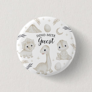 Badge Rond 2,50 Cm Fête d'anniversaire de dinosaure invité Dino-Mite