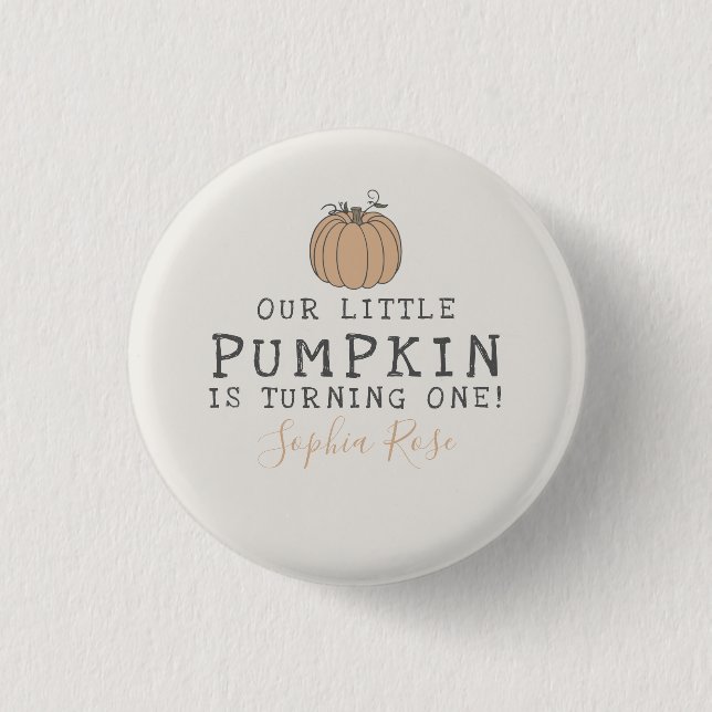 Badge Rond 2,50 Cm Fête d'anniversaire de Fall Little Citrouille (Devant)