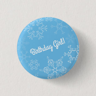 Badge Rond 2,50 Cm Fête d'anniversaire de flocon de neige