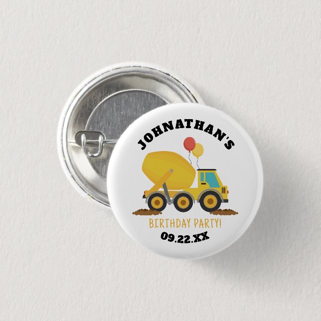 Badge Rond 2,50 Cm Fête d'anniversaire de la construction (Devant & derrière)