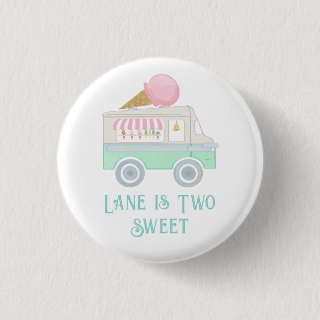 Badge Rond 2,50 Cm Fête d'anniversaire du camion à glace Retro (Devant)