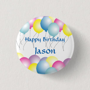 Badge Rond 2,50 Cm Fête d'anniversaire multicolore de ballons
