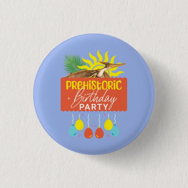 Badge Rond 2,50 Cm Fête d'anniversaire préhistorique Ptérodactyle (Devant)