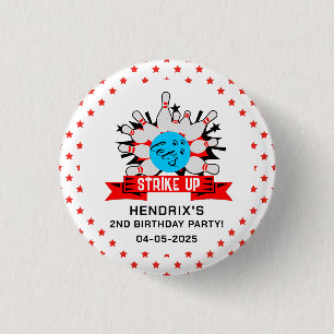 Badge Rond 2,50 Cm Fête d'anniversaire Rétro Bowling Enfants 1er