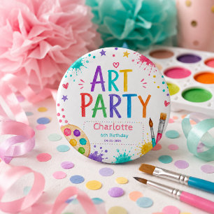 Badge Rond 2,50 Cm Fête d'art colorée pour enfants - Peinture d'anniv