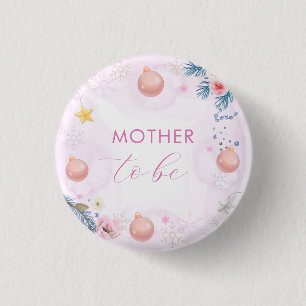 Badge Rond 2,50 Cm Fête de bébé pour future maman Fleur de flocon de