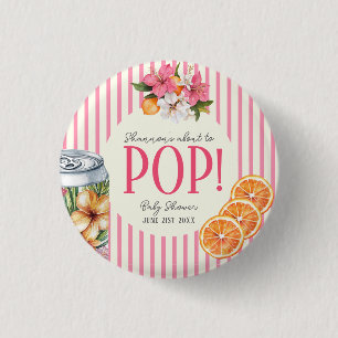 Badge Rond 2,50 Cm Fête de bébé Stripe Rose Citrus POP