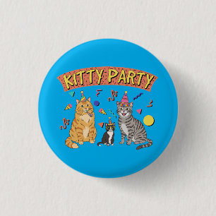 Badge Rond 2,50 Cm Fête de chat cool des années 90 sur le thème des a