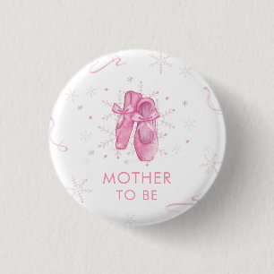 Badge Rond 2,50 Cm Fête de naissance de ballerine flocon de neige ros