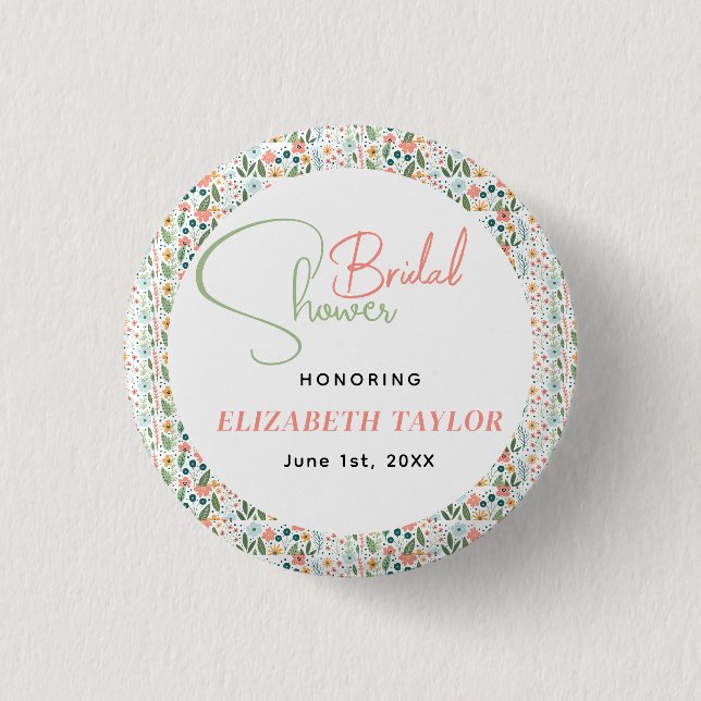 Badge Rond 2,50 Cm Fête des mariées Fleur Rétro (Devant)