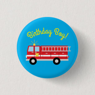 Badge Rond 2,50 Cm Feu Camion Anniversaire Anniversaire Garçon