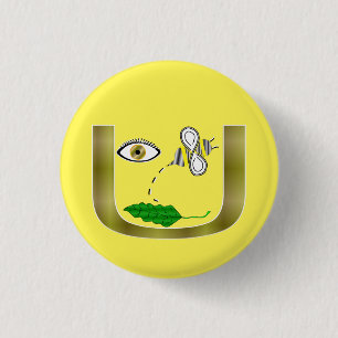 Badge Rond 2,50 Cm Feuille d'abeille d'oeil dans U
