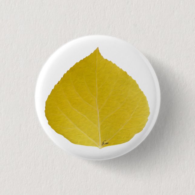Badge Rond 2,50 Cm Feuille d'Aspen jaune #5 (Devant)