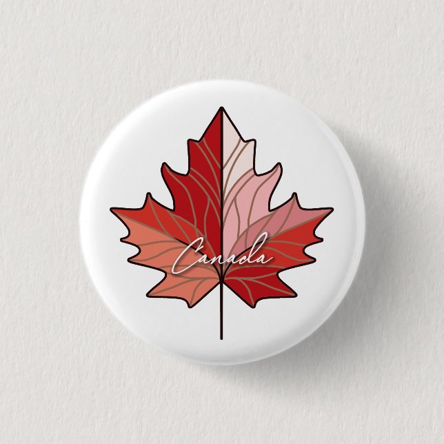 Badge Rond 2,50 Cm Feuille d'érable canadienne contemporaine ID1071 (Devant)