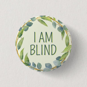 Badge Rond 2,50 Cm Feuilles Vertes Botaniques Je Suis Aveugle