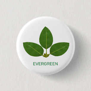 Badge Rond 2,50 Cm Feuilles verts modernes en blanc