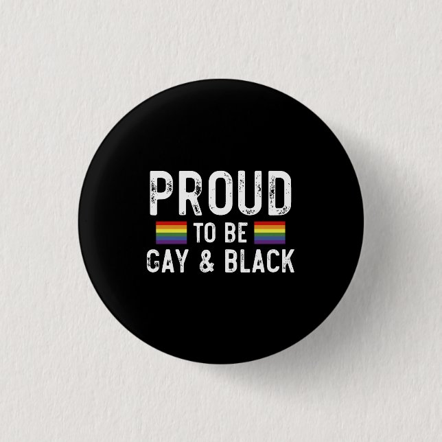 Badge Rond 2,50 Cm Fier D'Être Gay Et Noir (Devant)