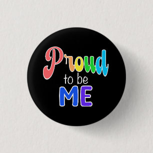 Badge Rond 2,50 Cm "Fier d'être moi" Texte Arc-en-ciel