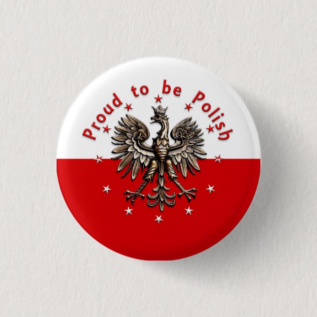 Badge Rond 2,50 Cm Fier d'être polonais - bouton (Devant)