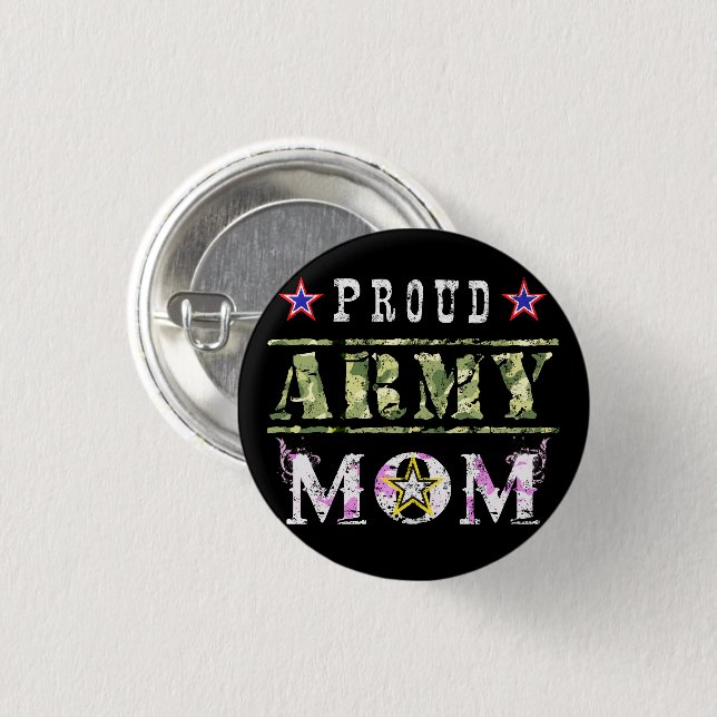 Badge Rond 2,50 Cm Fière maman de l'armée (Devant & derrière)