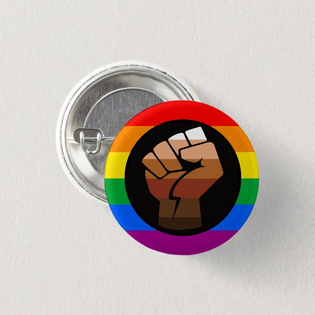 Badge Rond 2,50 Cm FIERTÉ LGBTQ (POC Fist Pride) (Devant & derrière)