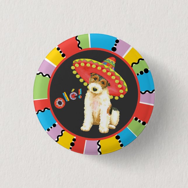 Badge Rond 2,50 Cm Fiesta Wire Fox Terrier (Devant)