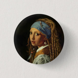 Badge Rond 2,50 Cm Fille avec une parodie perle