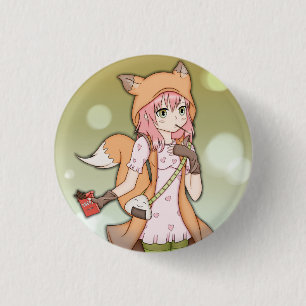 Badge Rond 2,50 Cm Fille d'Anime à Fox Cosplay