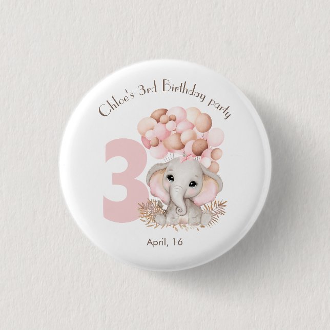Badge Rond 2,50 Cm Fille d'anniversaire personnalisée (Devant)