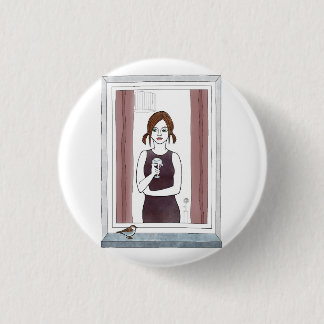Badge Rond 2,50 Cm fille dans la fenêtre