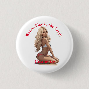 Badge Rond 2,50 Cm Fille de plage de Bikini Thunder_Cove