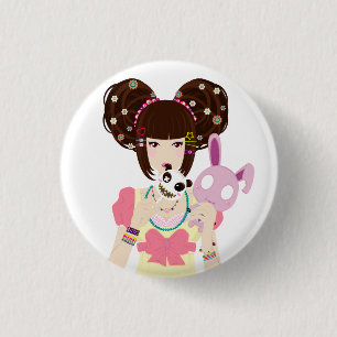 Badge Rond 2,50 Cm Fille Yuriko de Harajuku