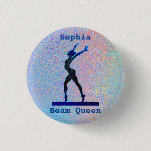 Badge Rond 2,50 Cm Filles Beam Queen Gymnastique holographique