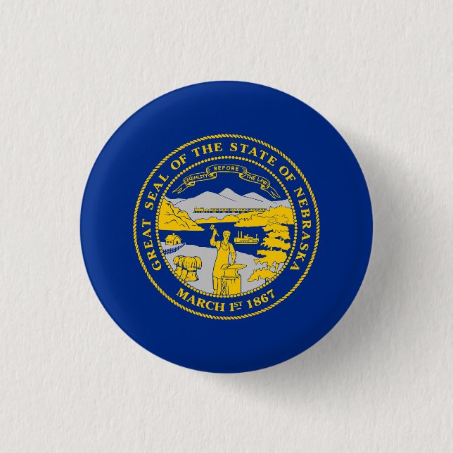 Badge Rond 2,50 Cm Flag du Nebraska (Devant)