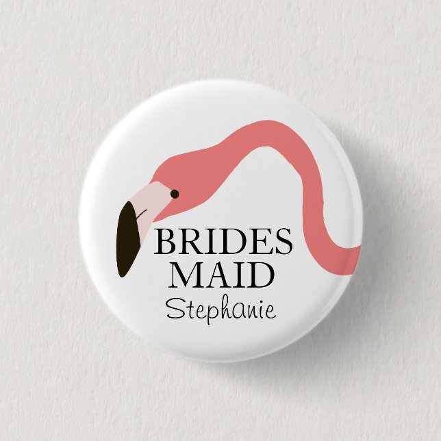 Badge Rond 2,50 Cm Flamant rose rose Whimsy Bridesmaid (Devant)