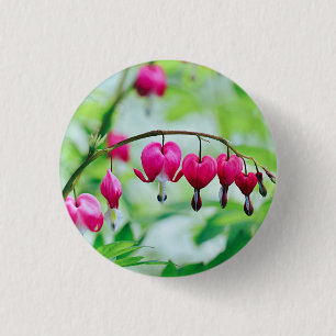Badge Rond 2,50 Cm Fleur de coeur rose