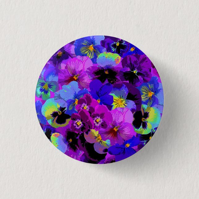 Badge Rond 2,50 Cm Fleur de printemps violet violet bleu violet (Devant)