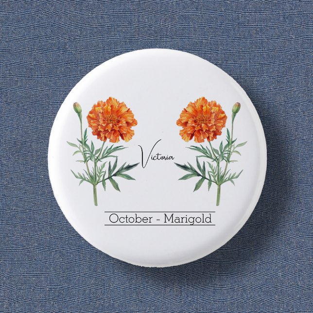 Badge Rond 2,50 Cm Fleur du mois de naissance Octobre Marigold (Créateur téléchargé)