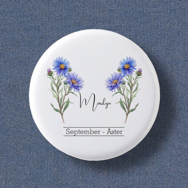 Badge Rond 2,50 Cm Fleur du mois de naissance Septembre Aster (Créateur téléchargé)