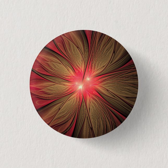 Badge Rond 2,50 Cm Fleur fractale de fansy rouge (Devant)