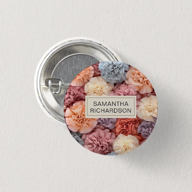 Badge Rond 2,50 Cm Fleur personnalisée rose (Devant & derrière)