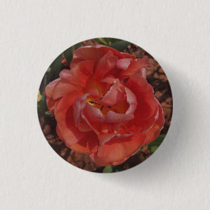 Badge Rond 2,50 Cm fleur rouge 