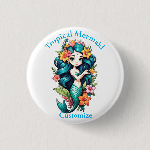 Badge Rond 2,50 Cm Fleur tropicale Sirène Thunder_Cove