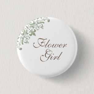 Badge Rond 2,50 Cm Fleur verte française de Lis Script Fleur fille