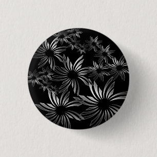 Badge Rond 2,50 Cm Fleurs d'argent