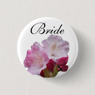 Badge Rond 2,50 Cm fleurs de rhododendron rose bouton de mariage