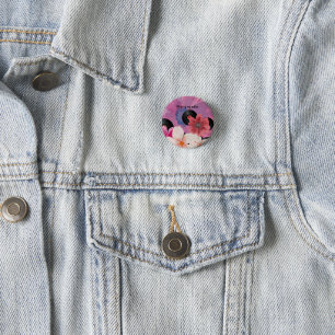 Badge Rond 2,50 Cm Fleurs et vinyle