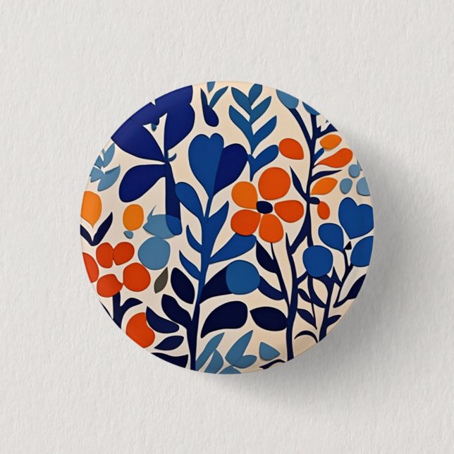 Badge Rond 2,50 Cm fleurs retro 70's (Devant)